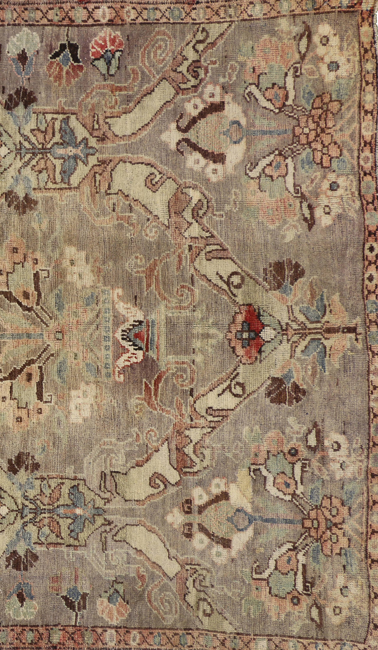 Wool Antique Oushak Rug with Modern Design 