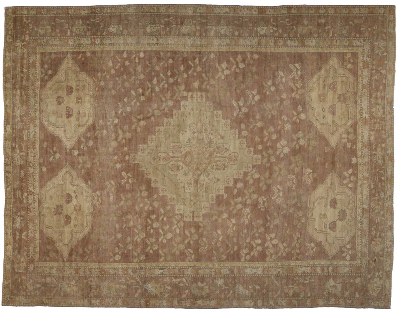 Tapis turc ancien d'Oushak avec style Shaker moderne Bon état - En vente à Dallas, TX