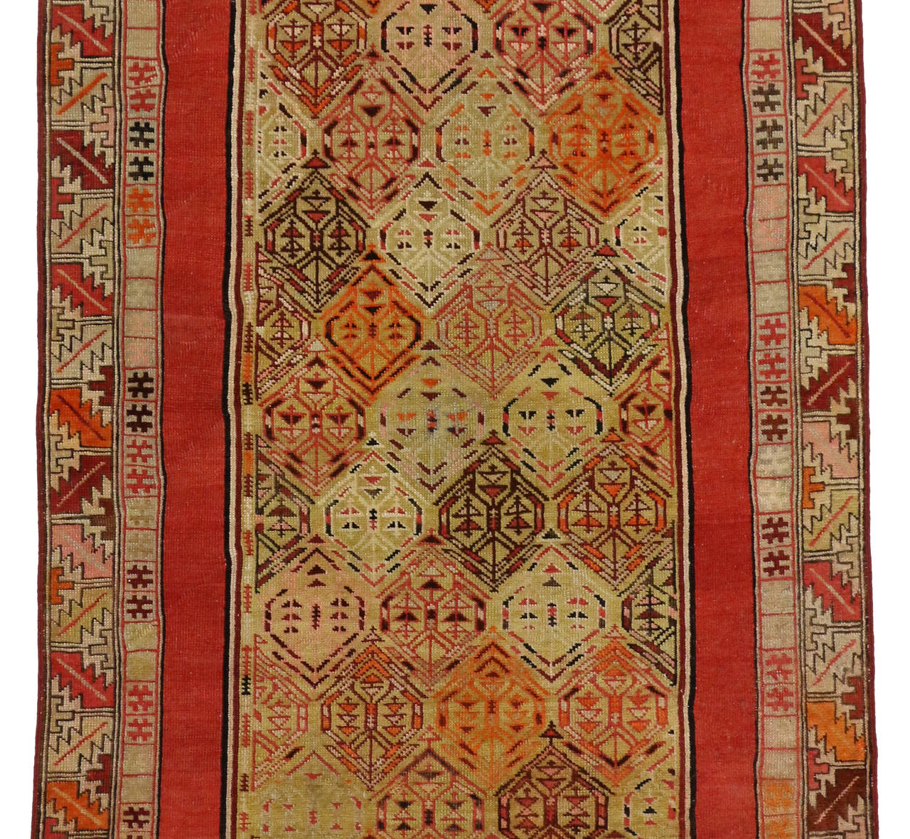 20th Century Antique Turkish Oushak Carpet Runner with Modern Art Deco Style