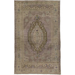 Vintage Turkish Oushak Rug with Lavender Field and Modern Style
