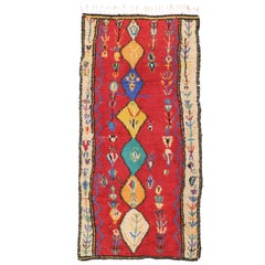 Vintage Berber Moroccan Red Rug, Tribal Style Moroccan Hallway Shag Runner