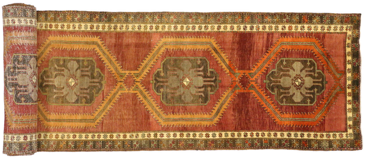 Vintage Turkish Oushak Extra Long Runner 3'9" x 30'6"