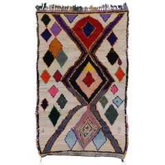 Vintage Azilal Berber Moroccan Rug with Diamonds