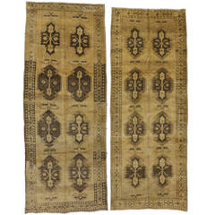 Pair of Vintage Turkish Oushak Runners with Modern Design in Muted Colors 12