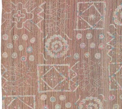 Vintage Flatweave Kilim Rug with Embroidered Suzani Design in Soft Pastel Colors