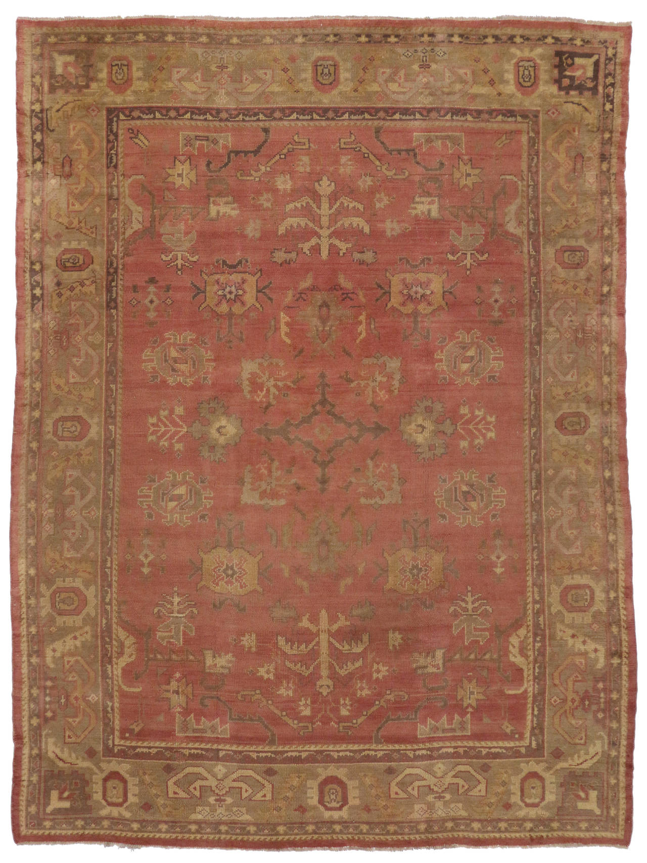 Antique Turkish Oushak Area Rug with Modern Design For Sale at 1stdibs