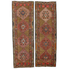 Pair of Vintage Turkish Oushak Carpet Runners with Modern Style 2
