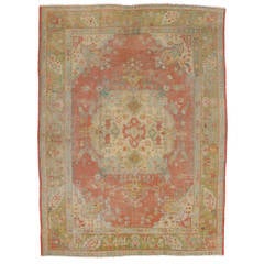 Antique Oushak Area Rug with Soft Muted Colors