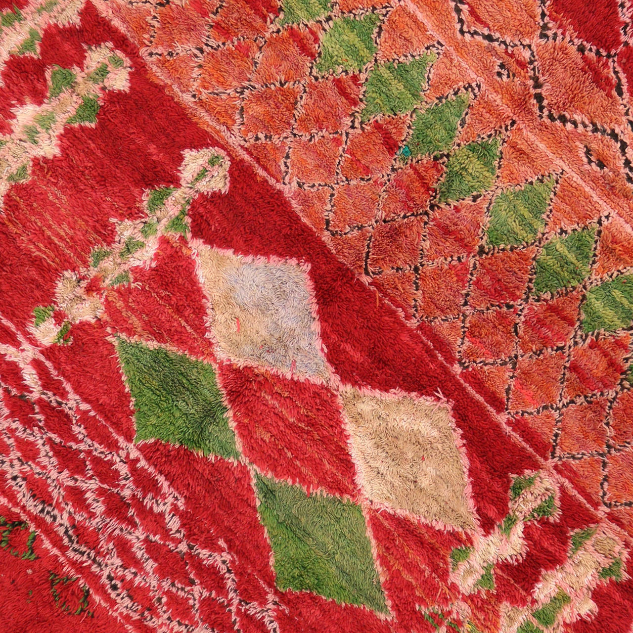 Vintage Berber Red Moroccan Rug with Geometric Design and Boho Chic