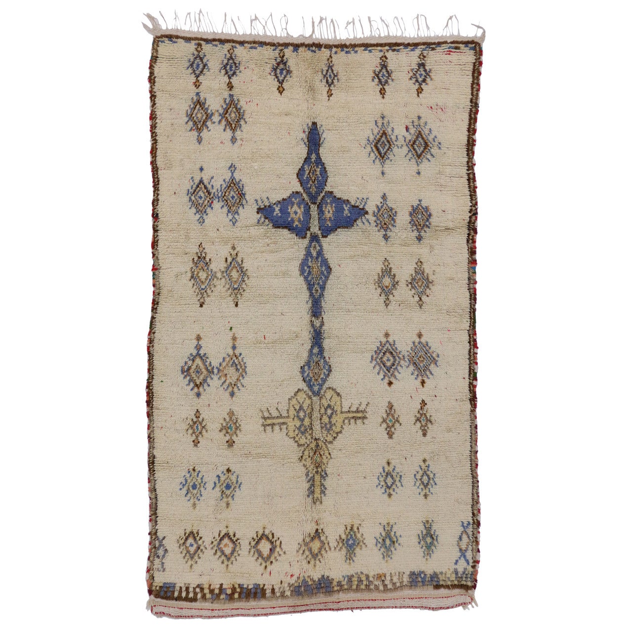 Boho Chic Berber Moroccan Rug with Tribal Design in Light Colors