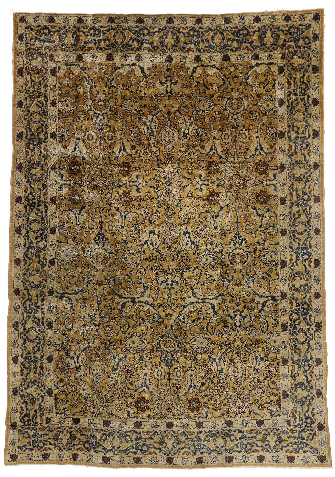 20th Century Antique Persian Kirman Rug with Hollywood Regency Style, Kerman Rug For Sale