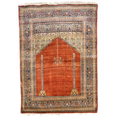 Haji Jalili Antique Silk Persian Tabriz Prayer Rug