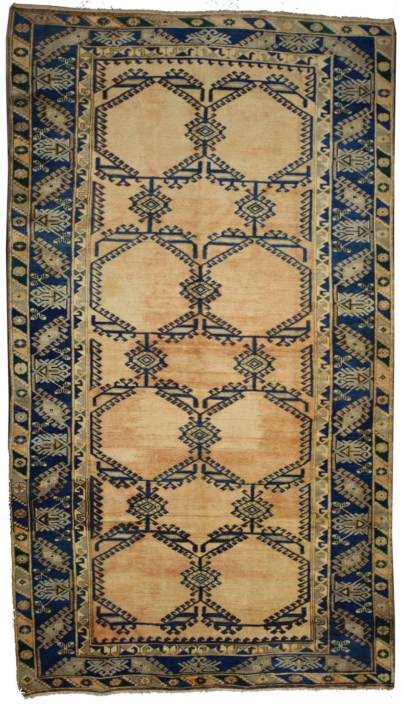 Hand-Knotted Pair of Vintage Turkish Oushak Gallery Rugs, Pair of Wide Hallway Runners For Sale