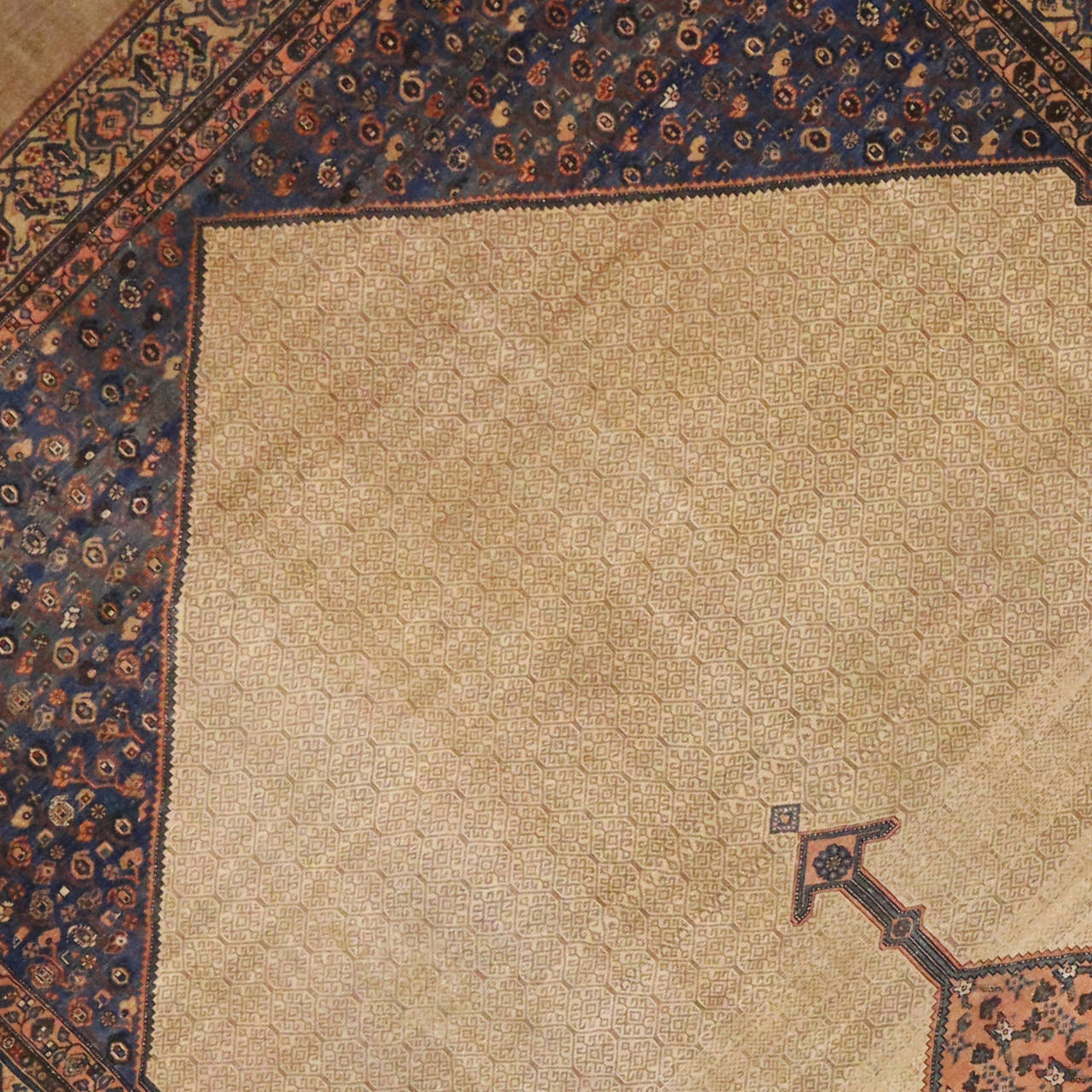 Hand Knotted Antique Persian Malayer Camel Hair Rug With Modern Design For Sale Hand Knotted Antique Persian Malayer Camel Hair Rug With Modern Design For Sale
