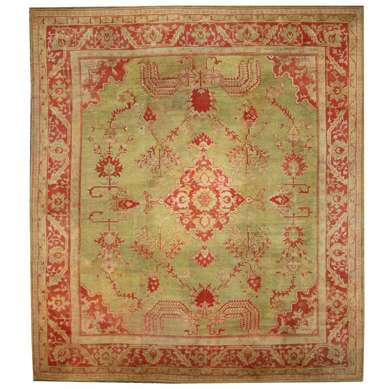 Antique Turkish Oushak Area Rug with Weeping Willow Tree Design For Sale