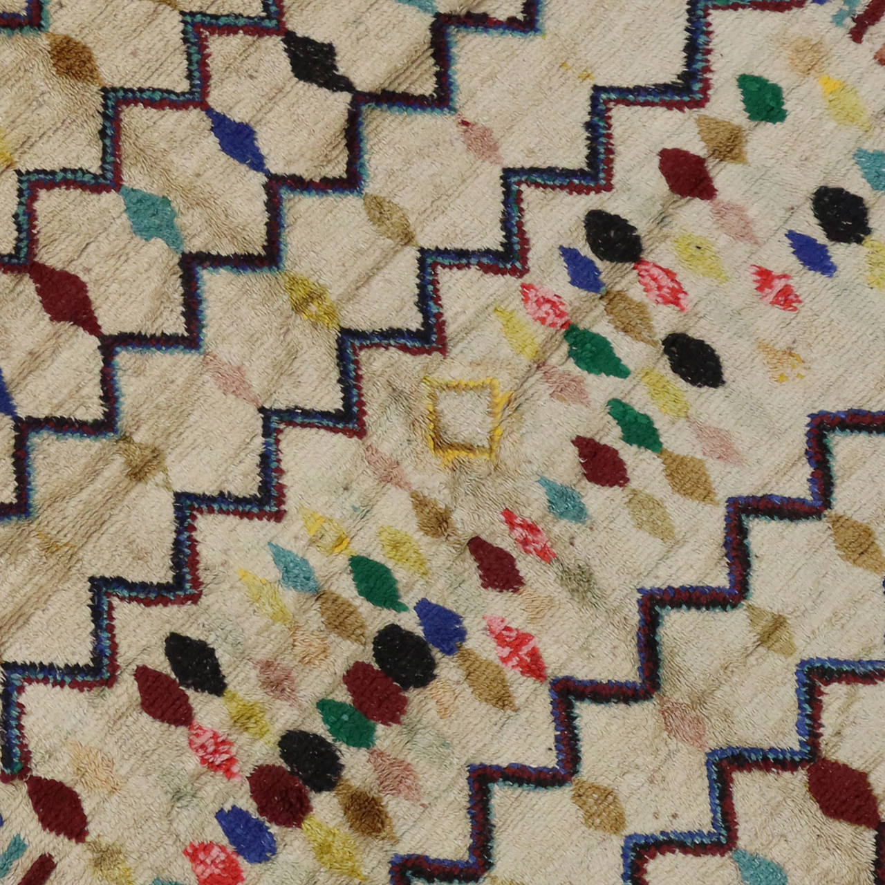 Vintage Azilal Berber Moroccan Rug with Harlequin Design 1