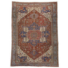 Late 19th Century Antique Persian Serapi Rug with Modern Design 9