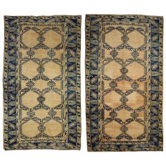 Pair of Vintage Turkish Oushak Gallery Rugs, Pair of Wide Hallway Runners