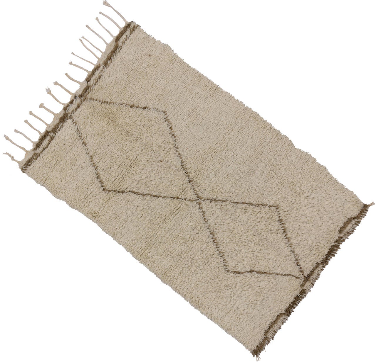 Hand-Knotted Vintage Beni Ourain Moroccan Rug with Minimalist Appeal and Modern Design