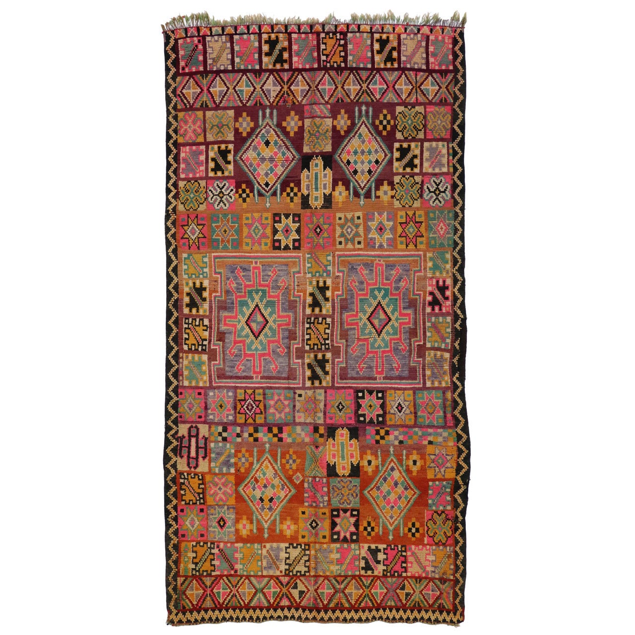 Vintage Berber Moroccan Boujad Rug with Bohemian Postmodern Style