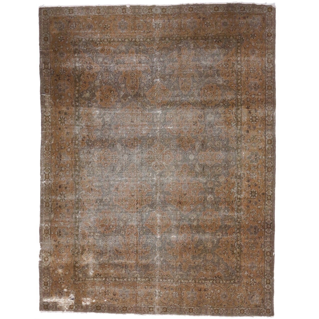 Distressed Antique Turkish Sparta Area Rug with Industrial Machine Age Style