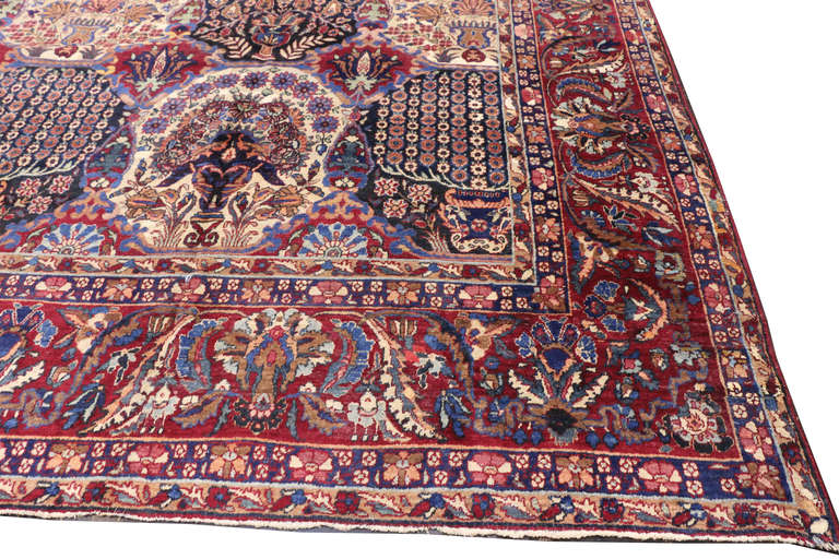 Wool Antique Persian Yazd Palace Rug with Victorian Style and Garden Design For Sale