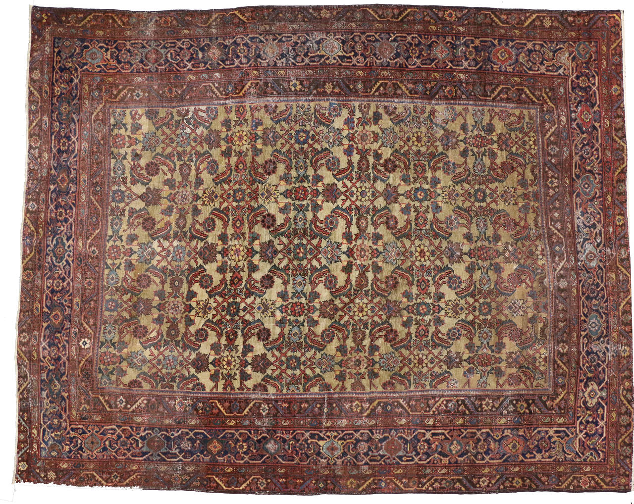 Distressed Antique Persian Sultanabad Rug with Modern Rustic Industrial Style For Sale 3