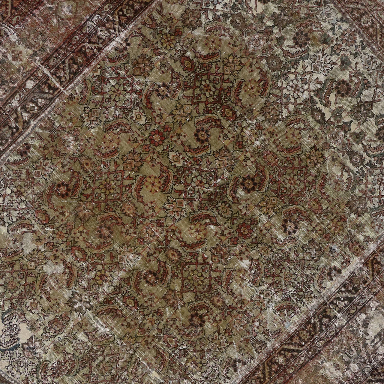 Distressed Antique Persian Sultanabad Rug with Modern Rustic Industrial Style For Sale 2