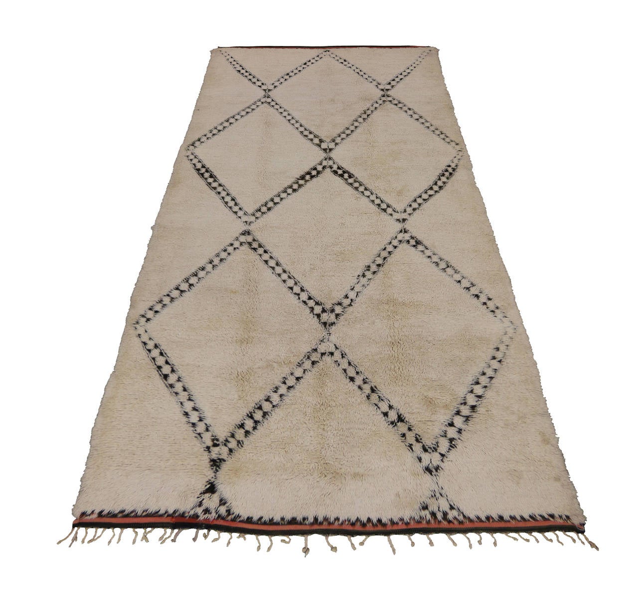 Wool Beni Ouarain Moroccan Rug with Minimalist Design and Mid-Century Modern Style