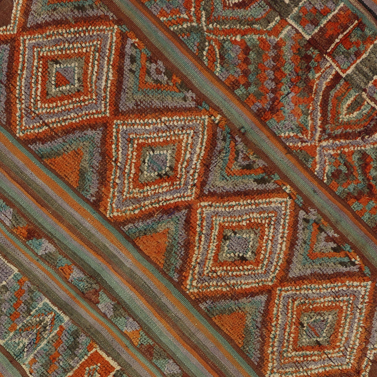 Vintage Moroccan Kilim and Pile Rug at 1stDibs