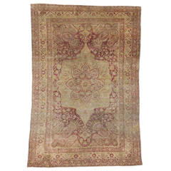 Antique Turkish Hereke Rug with Art Nouveau Style in Muted Colors 9