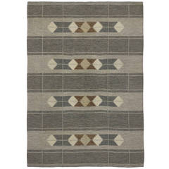 Judith Johansson Vintage Swedish Rollakan Kilim with Scandinavian Modern Style 7
