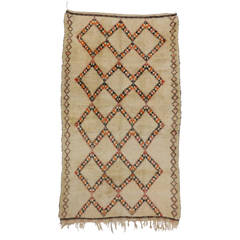 Beni Ouarain Vintage Moroccan Rug with Mid-Century Modern Style 12