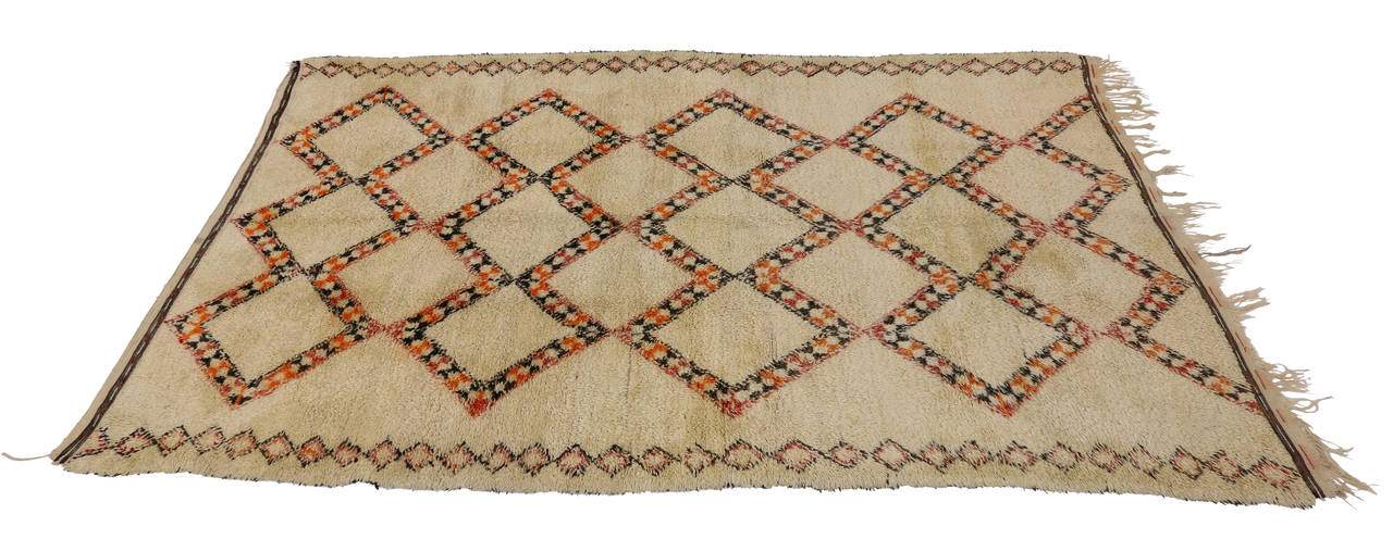 Vintage Beni Ourain Moroccan Rug with Tribal Style, Beni Ourain Rug 3