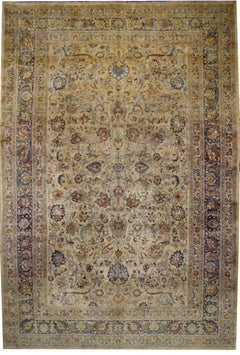 Antique Persian Mashhad Rug with Modern Style in Soft Colors
