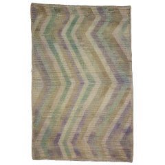 Retro Turkish Tulu Rug with Bohemian Style and Soft Muted Pastel Colors