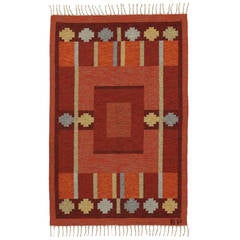 Kerstin Persson Vintage Swedish Rollakan Kilim with Scandinavian Modern Style 7