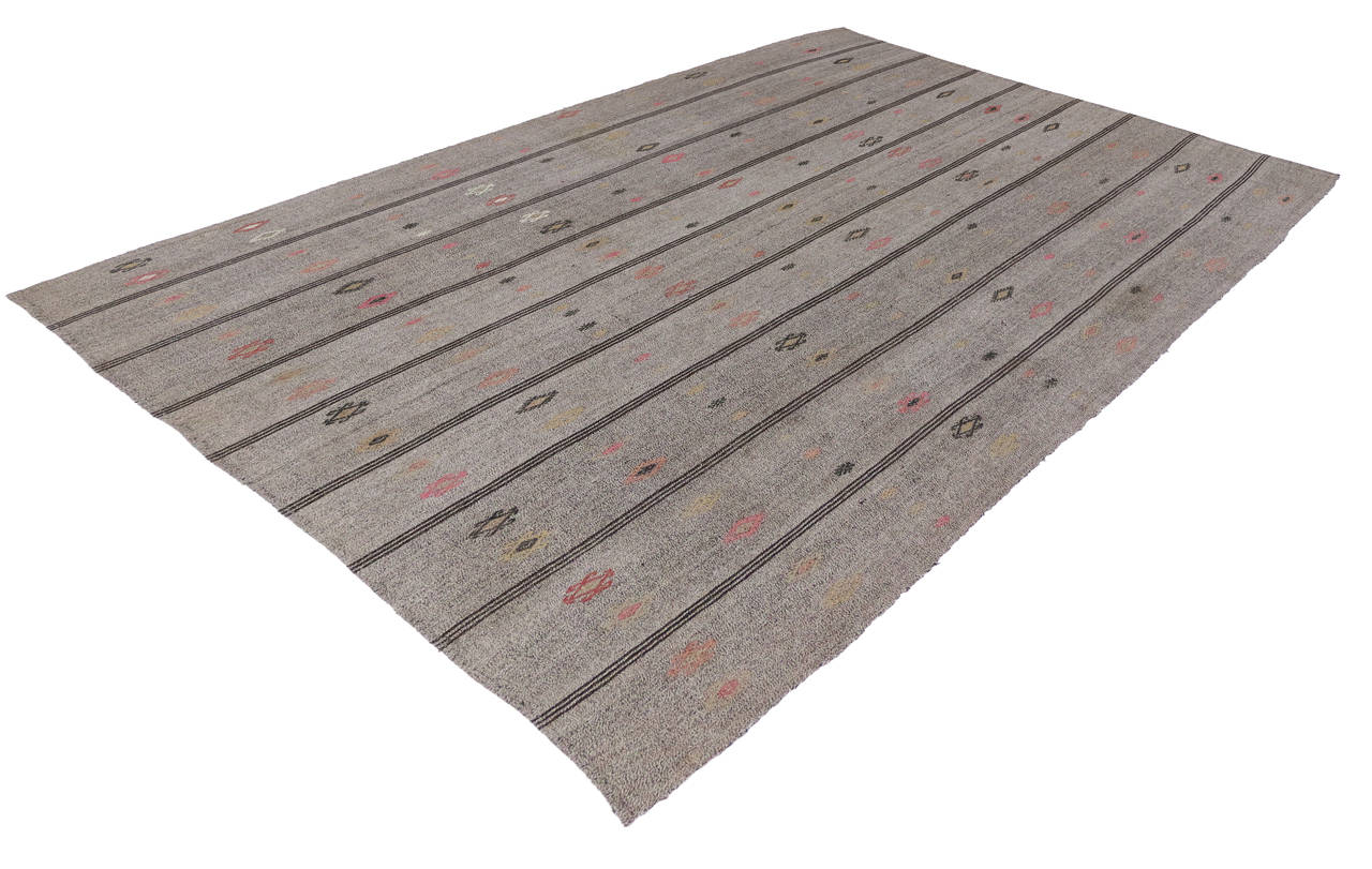 Vintage Turkish Kilim with Minimalist Appeal and Modern Design
