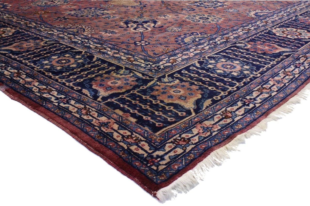 Antique Persian Mashhad Gallery Rug with Traditional Style For Sale at