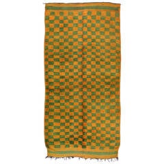 Vintage Moroccan Rug with Checkerboard Design in Retro Colors