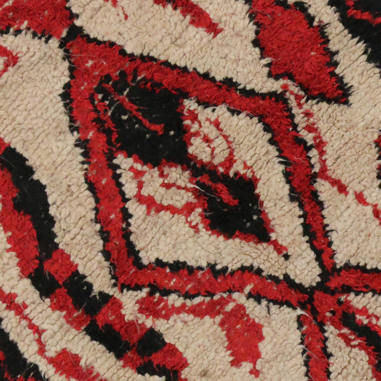 Hand-Knotted Mid-Century Modern Berber Moroccan Carpet Runner with Abstract Tribal Design