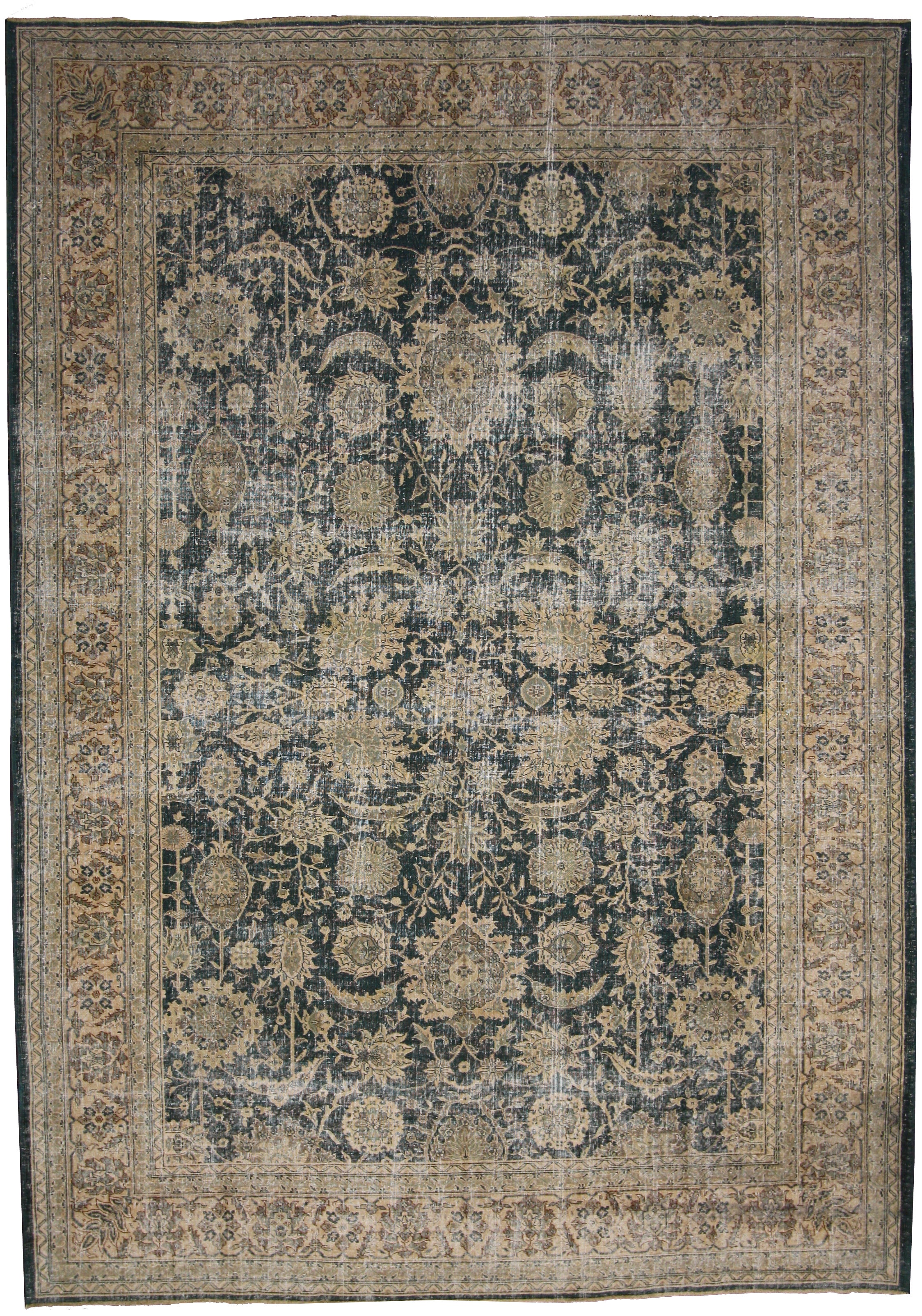 Distressed Vintage Turkish Sivas Area Rug with Industrial Artisan Style For Sale