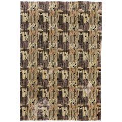 Distressed Retro Turkish Sivas Rug with Modern Industrial and Art Deco Style