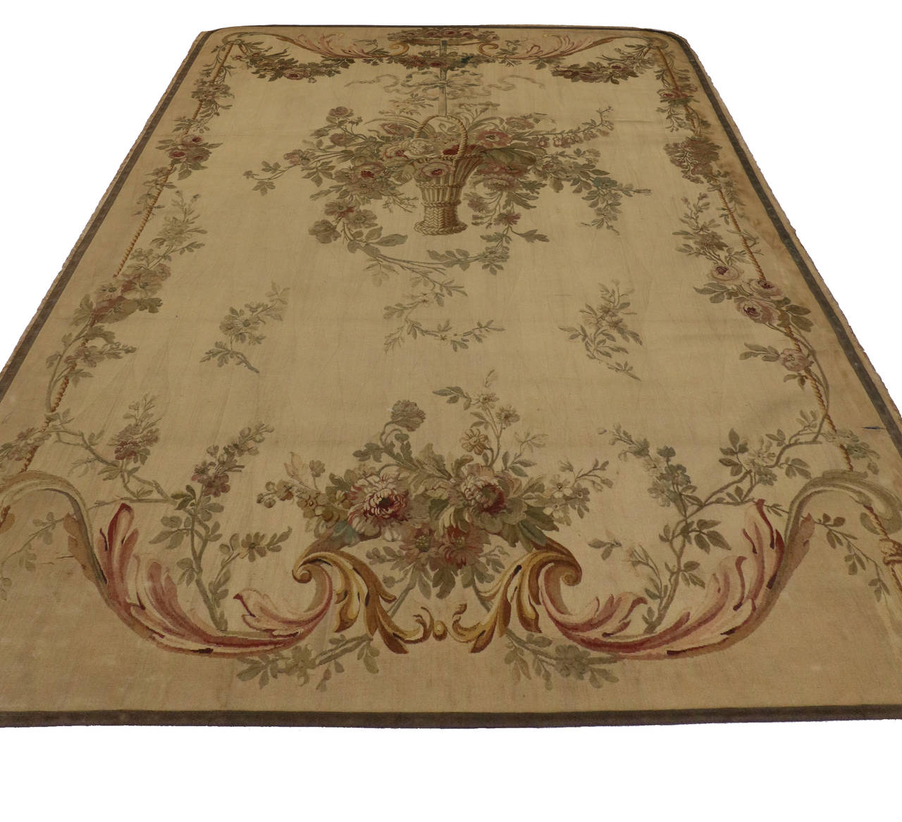 Antique French Aubusson Silk Tapestry For Sale at 1stdibs