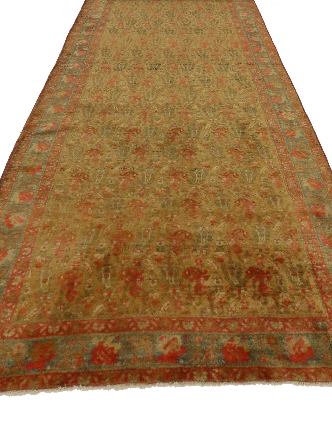 Antique Persian Mahal Carpet Runner, Long Persian Runner For Sale at