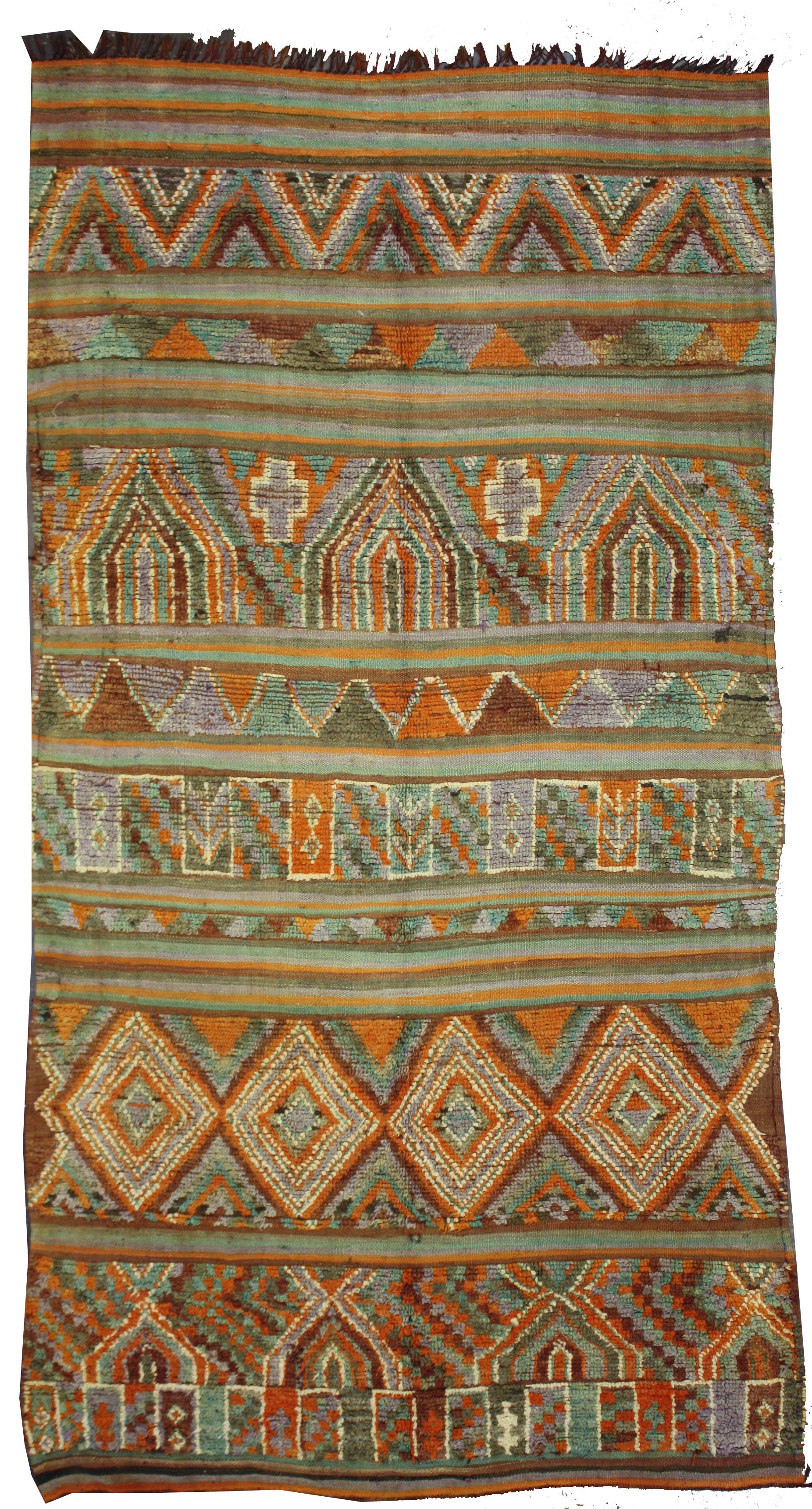 Vintage Moroccan Kilim and Pile Rug