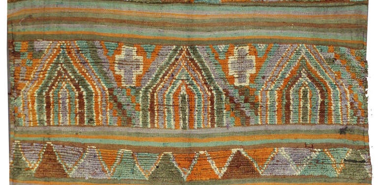 Mid-20th Century Vintage Moroccan Kilim and Pile Rug
