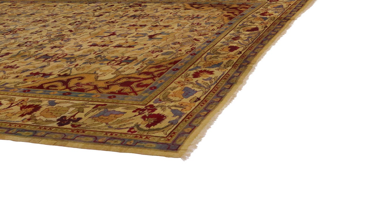 Antique Indian Agra Gallery Size Rug with Art Deco Style For Sale at
