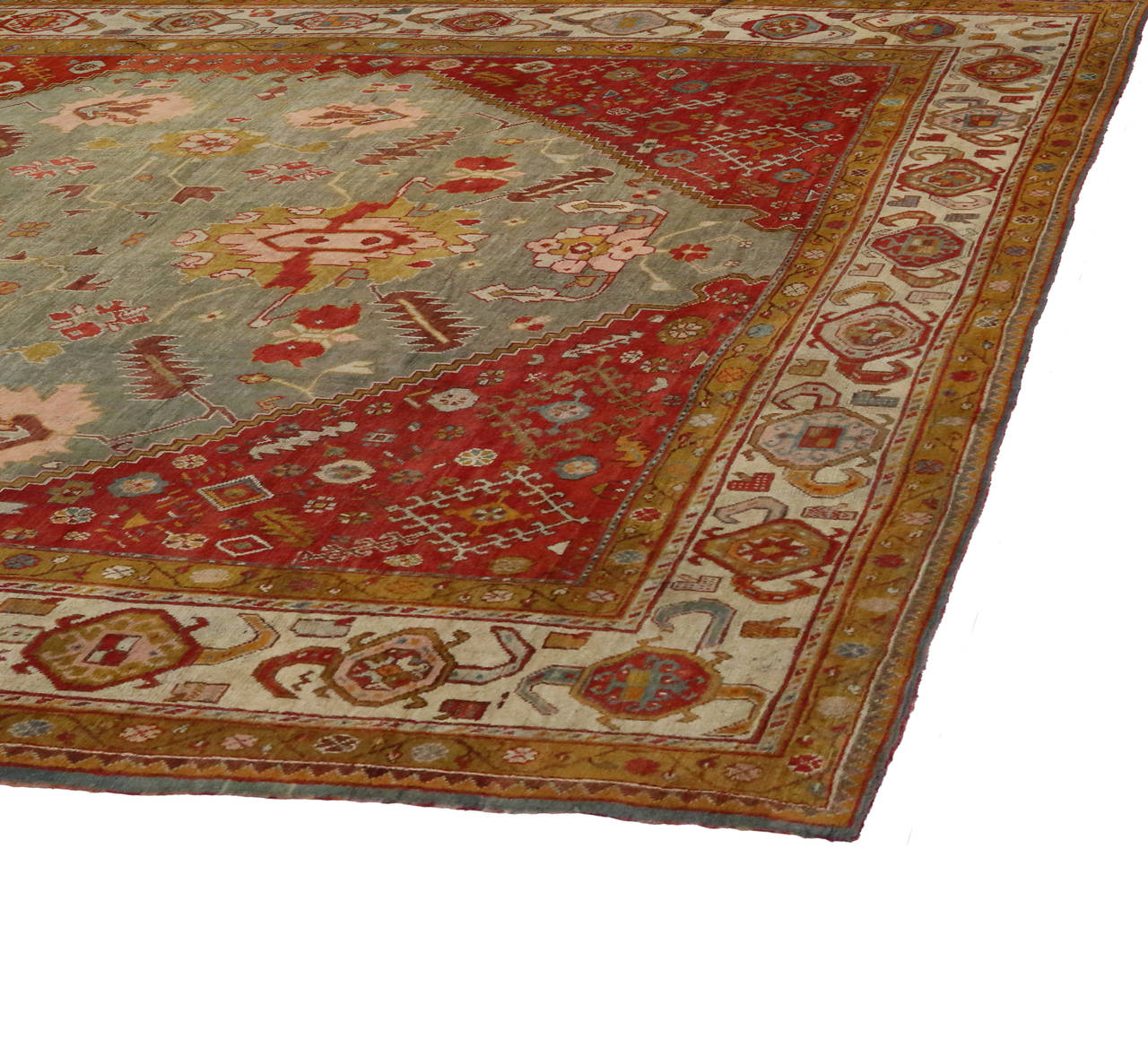 1870s Oversized Antique Turkish Oushak Rug, Hotel Lobby Size Carpet For Sale 1