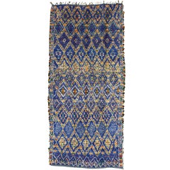 Vintage "Wisdom" Moroccan Beni Ouarain in Cobalt Blue, 05'09" x 12'04"